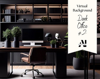 Zoom Background Dark Office #2| Zoom Office Background | Zoom Home Office Background | Zoom | Meeting | Zoom Backdrop | Stunning AI Images