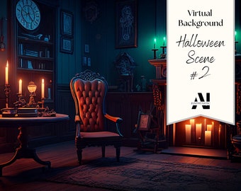 Zoom Hintergrund Halloween Szene #2| Virtueller Hintergrund | Zoom Home Office Hintergrund | Zoom | Treffen | Zoom Hintergrund | Atemberaubende AI Bilder