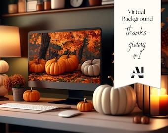 Zoom Background Thanksgiving #1/ Zoom Office Background / Zoom Home Office Background / Zoom / Meeting / Zoom Background / Impresionantes imágenes de IA