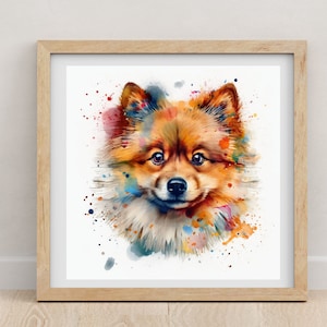 Pommern Druck | Pommern | Pommern Poster | Aquarell Druck | Hundeliebhaber | Tierportrait