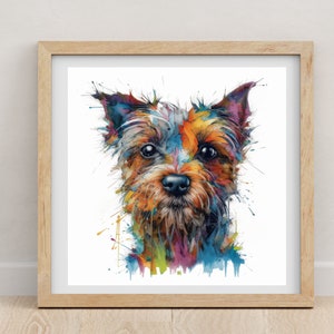 Terrier Druck | Terrier | Terrier Poster | Yorkshire Terrier | Aquarell Druck | Hundeliebhaber | Tierportrait