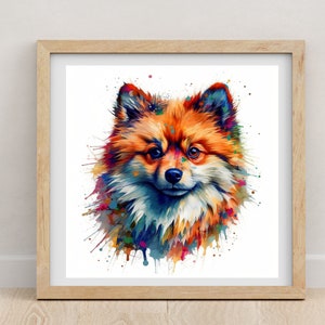 Pommern Druck | Pommern | Pommern Poster | Aquarell Druck | Hundeliebhaber | Tierportrait