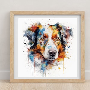 Australian Shepherd print | Australian Shepherd | Australian Shepherd poster | watercolour print | Dog lovers | pet portrait