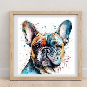 Französische Bulldogge | Französische Bulldogge | Französische Bulldogge Poster | Aquarell Druck | Hundeliebhaber | Tierportrait