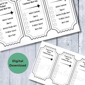Kids Reward Ticket Druckbarer Incentive Coupon für das Schüler Achievement System Schüler bearbeitbare Vorlage für die Klassenanerkennung vom Lehrer