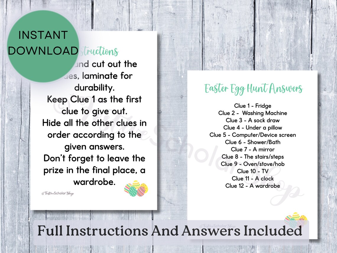 Easter Egg Hunt Printable Indoors Easter Egg Scavenger Hunt Clues for ...