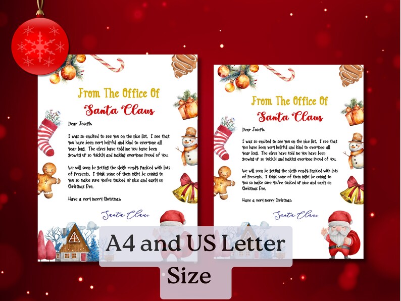 Custom Santa Letter for Kids Printable Letter From Santa With ...