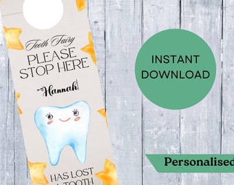 Tooth Fairy Door Hanger Printable Door Hanger For Tooth Fairy Gift First Tooth Fairy Note Door Hanger Tooth Fairy Printable Tooth Fairy Door