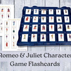 Romeo And Juliet Character Flashcards For Game Printable Romeo And Juliet English Revision Shakespeare For Homeschool GCSE Romeo And Juliet