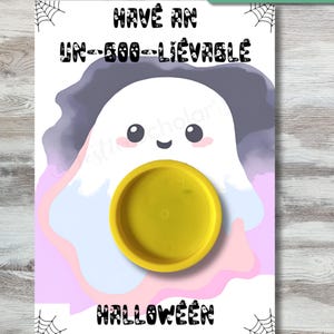Uroczy duch Halloween Play Dough Holder Wydrukuj szablon karty podarunkowej na przyjęcie Torby na przyjęcie Halloween lub prezent od nauczyciela PDF JPEG