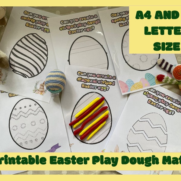 Easter Play Dough Mat Printable Spring Resource Kids Sensory Play Activity Early Years Multi-sensory Template Homeschool Montessori Work