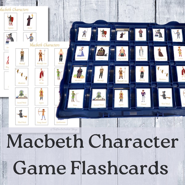 Macbeth Character Flashcards For Guessing Game Printable Macbeth Characters Shakespeare For Homeschool Macbeth GCSE Revision For Teachers