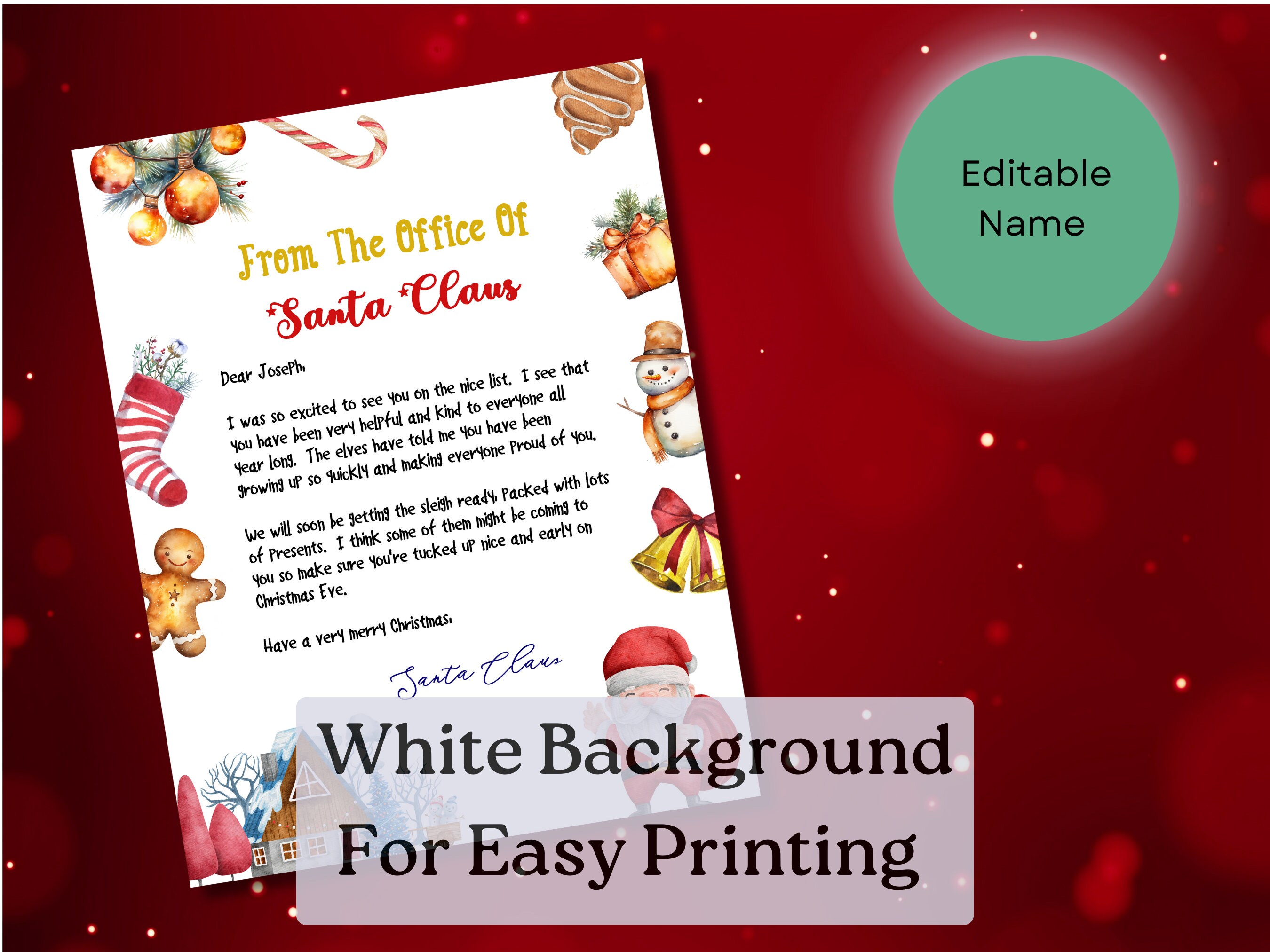 Custom Santa Letter for Kids Printable Letter From Santa With ...