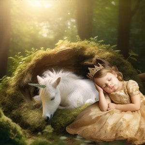 Baby Unicorn Princess Digital Backdrop / Unicorn Digital Background /  Fairy Tale / Fantasy / Photographers / digital Artist /