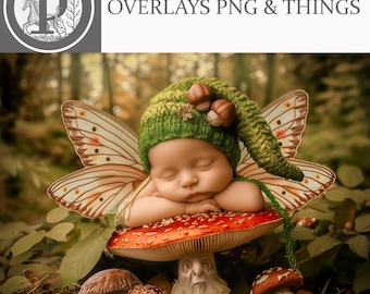 Enchanting Newborn Fairy & Mushroom Digital Backdrop | Photoshop | Magical Baby Photo Prop | Fantasy Photography Background