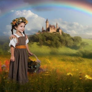 Fantasy Rainbow Castle Digital Backdrop /  Colorful Castle Background / Fairy Tale / photographers / Digital Artist / Photoshop Overlay
