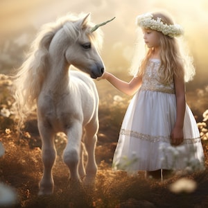 Baby Unicorn forest flowers Digital Backdrop / Unicorn Digital Background /  Fairy Tale / Fantasy / Photographers / digital Artist /