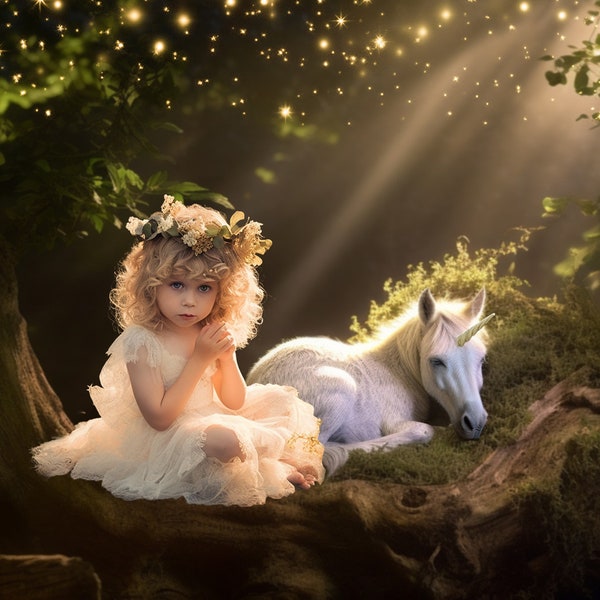 Dreamy Baby Unicorn Digital Backdrop / Unicorn Digital Background /  Fairy Tale / Fantasy / Photographers / digital Artist /