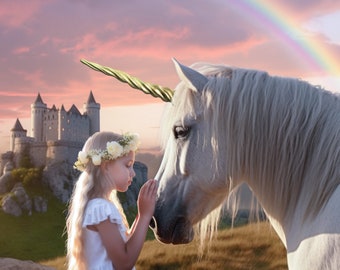Rainbow Unicorn Digital Backdrop / Unicorn Digital Background /  Fairy Tale / Fantasy / Photographers / digital Artist /