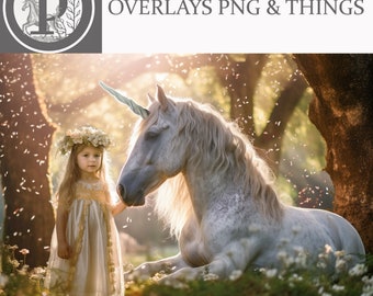Unicorn Petals Digital Backdrop / Unicorn Digital Background /  Fairy Tale / Fantasy / Photographers / digital Artist /