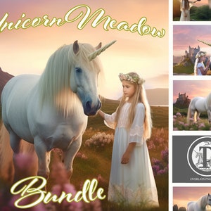 Unicorn Meadow Bundle Pack / Unicorn Digital Background /  Fairy Tale / Fantasy / Photographers / digital Artist /