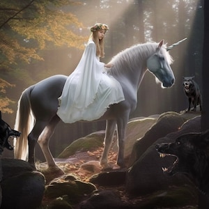 Fantasy Unicorn Digital Backdrop / Unicorn Digital Background /  Fairy Tale / Fantasy / Photographers / digital Artist / Photoshop /