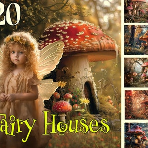 Fairy Houses Digital Backdrop Pack/ for Photoshop - 20 Enchanting Designs for Fantasy Art and Design Projects.