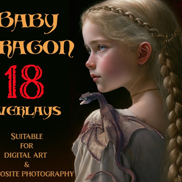 Baby Dragon Overlays | PNG | Photoshop Overlays | Dragon digital art | Digital Overlay | Dragon Clipart for Composite Photography
