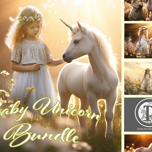 Baby Unicorn Bundle Pack / Unicorn Digital Background /  Fairy Tale / Fantasy / Photographers / digital Artist /