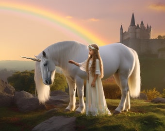 Unicorn Rainbow Digital Backdrop / Unicorn Digital Background /  Fairy Tale / Fantasy / Photographers / digital Artist /