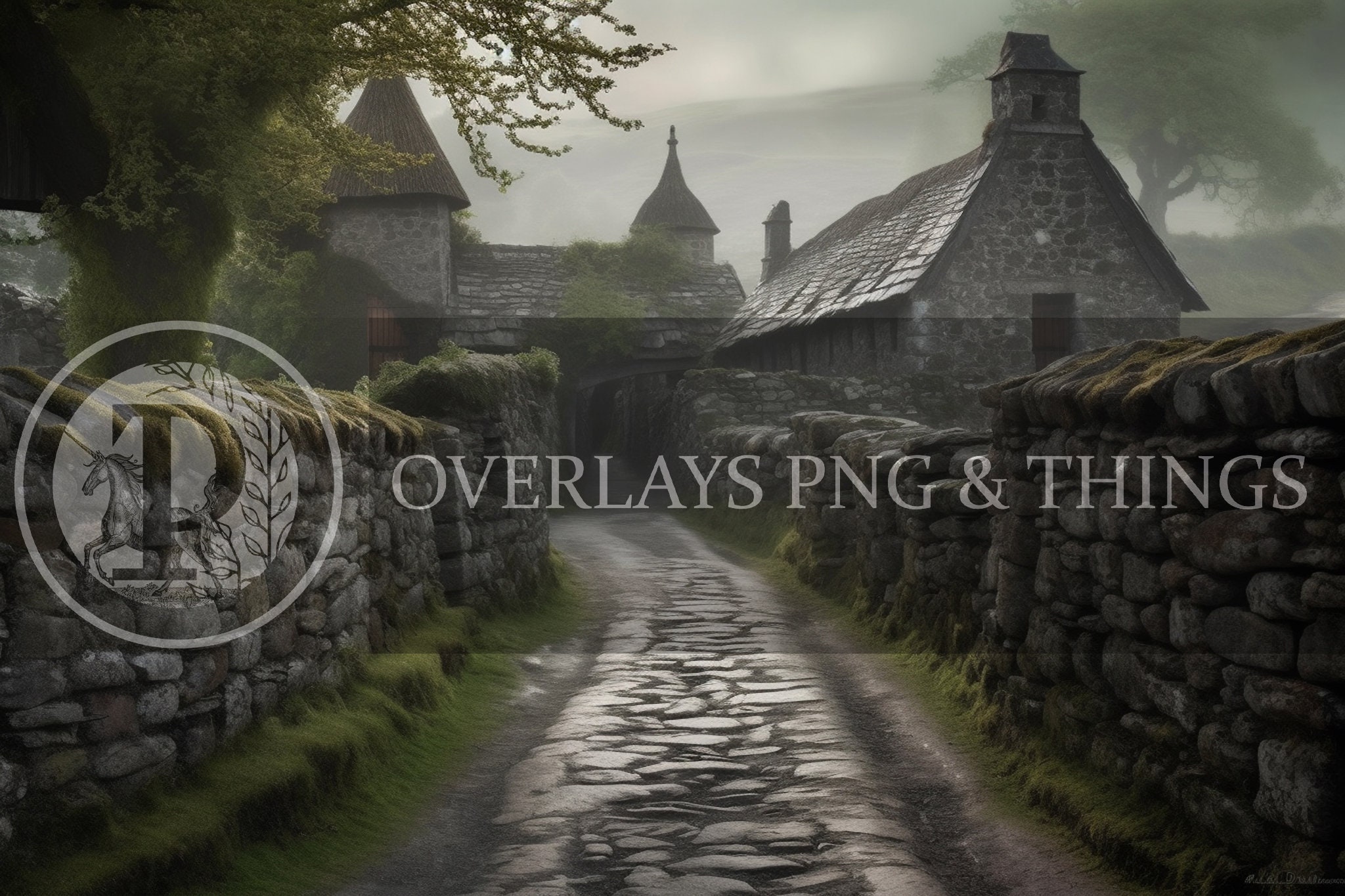 Medieval Fantasy Castle Digital Background 12 Pack / Cobblestone Street ...