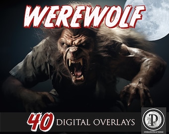 Superposiciones digitales de hombres lobo, superposiciones PNG de Halloween, imágenes prediseñadas de monstruos, superposiciones de terror, superposiciones de Photoshop,