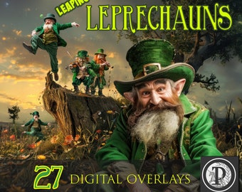 Leaping Leprechaun Overlay Bundle: Enchanting Elements for Whimsical Designs! Perfect for St. Patrick's Day Crafts. Limited Edition