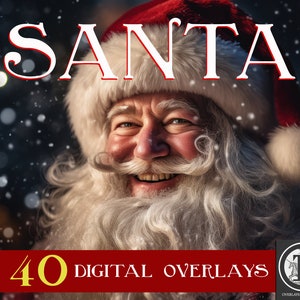 Pack de superposition numérique ultime du père Noël / père Noël PNG / Clipart Noël / Art des fêtes / outils d'artiste / images saisonnières Photoshop /
