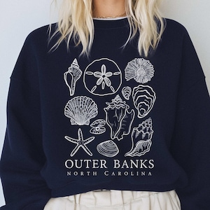 Outer Banks Seashell Sweatshirt North Carolina Crewneck Coastal Beach Bum East Coast Nautical Preppy Summer Beachy Coconut Girl Pullover