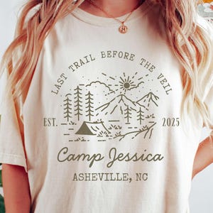 Vintage Custom Camp Bachelorette Shirt Mountain Bride Tee Camp Hiking Bridal Party gifts Camp Themed Bachelorette party Tshirt Girls trip