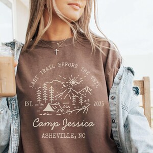 Vintage Custom Camp Bachelorette Shirt Mountain Bride Tee Camp Hiking Bridal Party gifts Camp Themed Bachelorette party Tshirt Girls trip