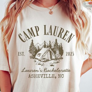 Vintage Custom Camp Bachelorette Shirt Mountain Bride Tee Camp Hiking Bridal Party gifts Camp Themed Bachelorette party Tshirt Girls trip