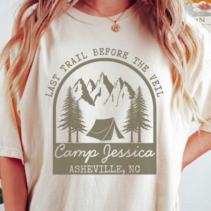 Vintage Custom Camp Bachelorette Shirt Mountain Bride Tee Camp Hiking Bridal Party gifts Camp Themed Bachelorette party Tshirt Girls trip