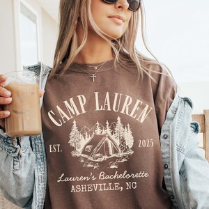 Vintage Custom Camp Bachelorette Shirt Mountain Bride Tee Camp Hiking Bridal Party gifts Camp Themed Bachelorette party Tshirt Girls trip