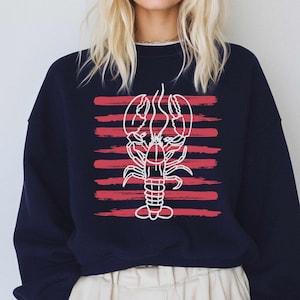 Vintage Maine Lobster Sweatshirt Fisherman Aesthetic New England Coastal Chic Crewneck Sweater Lobster Shirt Seafood Ocean Lover Gift