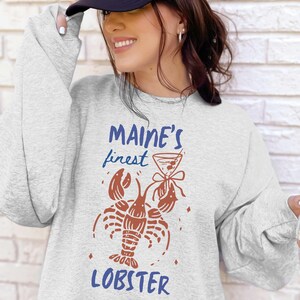 Coastal Maine Lobster Sweatshirt Coastal Gift for Her Beach Sweatshirt Ocean Crewneck Nantucket Lobster Sweater Cape Cod Crewneck Nautical
