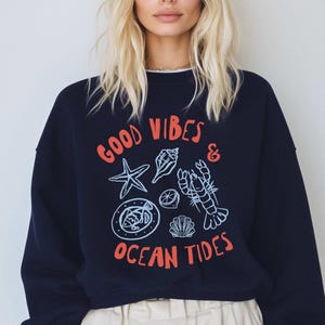 Coastal Maine Lobster Sweatshirt Coastal Gift for Her Beach Sweatshirt Ocean Crewneck Nantucket Lobster Sweater Cape Cod Crewneck Nautical