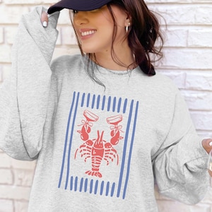 Coastal Maine Lobster Sweatshirt Coastal Gift for Her Beach Sweatshirt Ocean Crewneck Nantucket Lobster Sweater Cape Cod Crewneck Nautical