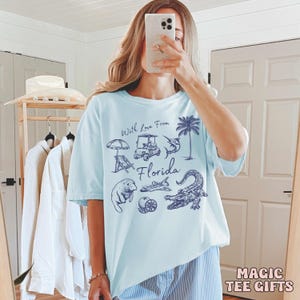 Comfort Colors Retro Florida shirt Florida Alligator tshirt Orange Golf Manatee Palm tree FL tee Spaceship Sailfish