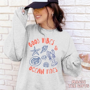 Coastal Maine Lobster Sweatshirt Coastal Gift for Her Beach Sweatshirt Ocean Crewneck Nantucket Lobster Sweater Cape Cod Crewneck Nautical