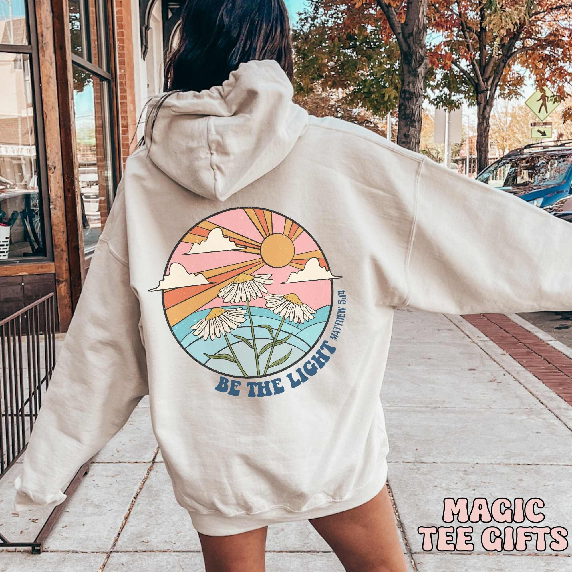 Be the light Boho Floral Christian Hoodie Bible Verse Christian Sweatshirts Jesus Hoodie Church hoodie Trendy Hoodie Religious Hoodie
