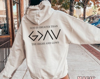 God is greater The Way Boho Christian Hoodie Bible Verse Christian Sweatshirts Jesus Hoodie Church hoodie Trendy Hoodie Religious Hoodie