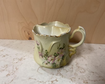 Bigote de porcelana Nippon vintage, taza de afeitar con diseño floral pintado a mano.