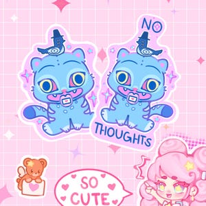 Caçadores de demônios K-pop, adesivo de gato Derpy fofo holográfico